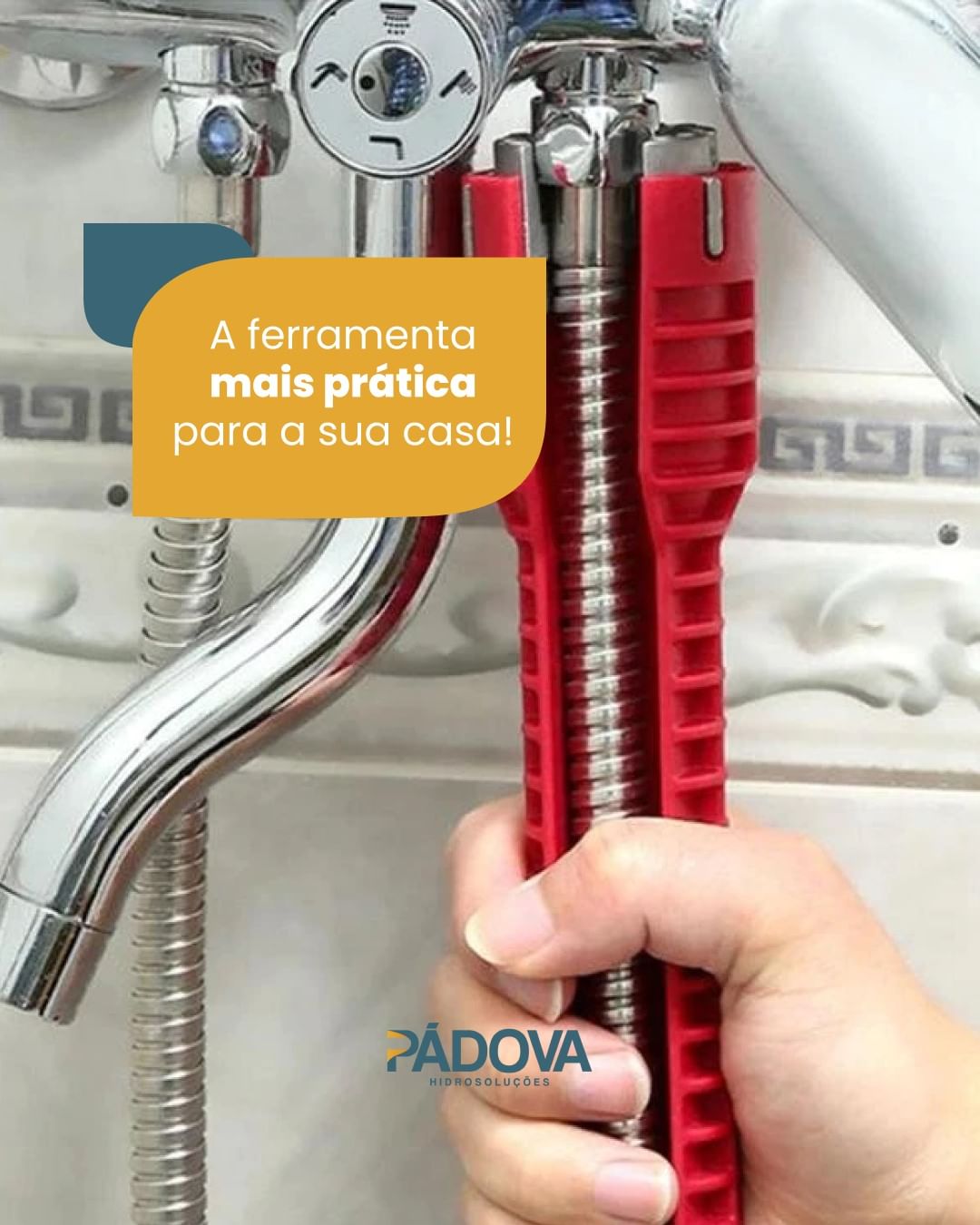A chave hidráulica 8 em 1 é ideal para instalações de caixas acopladas, válvulas de pia, torneiras, banheiros, engates hidráulicos e encanamentos.